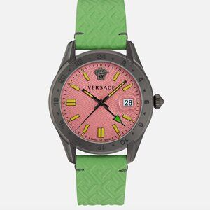 Versace Green Mens Watch Greca Time Gmt